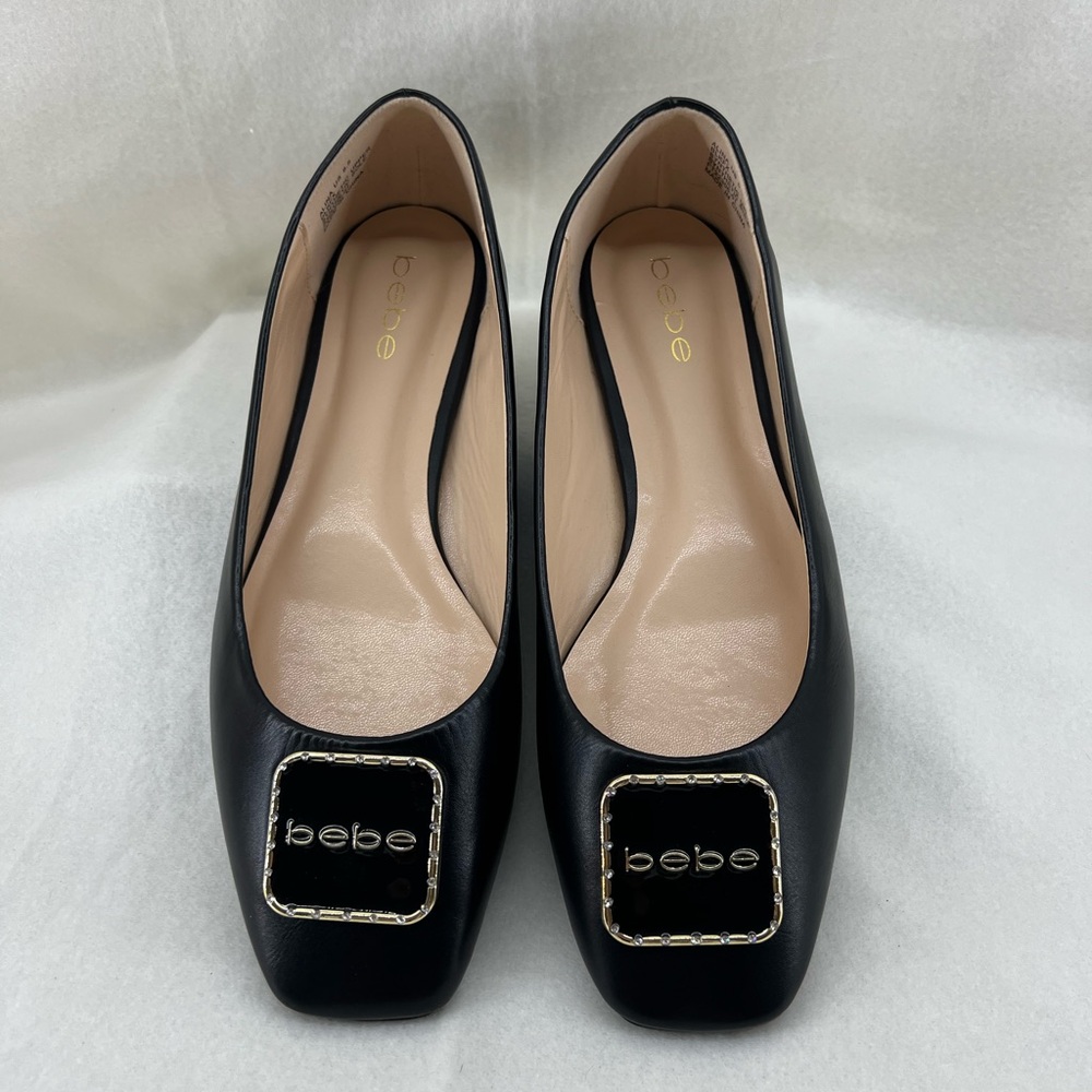 Bebe Black Flats with Decorative Buckle